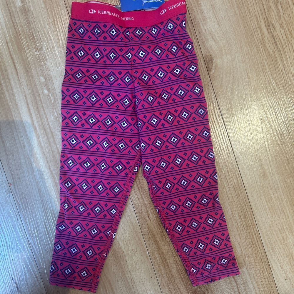 Icebreaker Kids Red and Pink Patterned Leggings